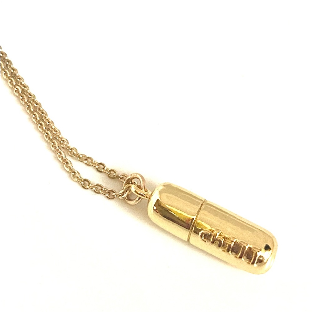 Happy Hope & Chill Pills Gold Necklace